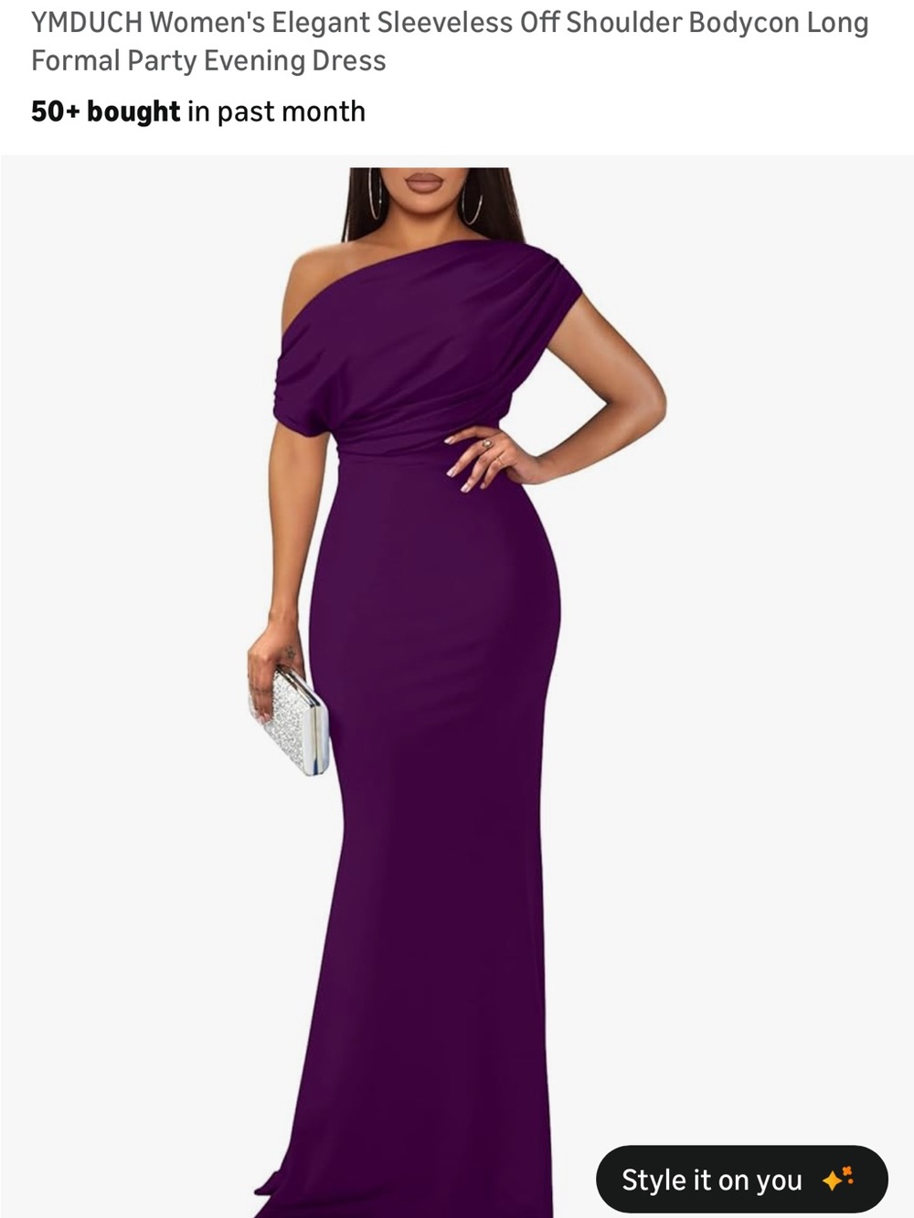 One-Shoulder Purple Evening Gown